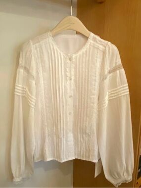 Women’s Vintage-Inspired Cream Lace Blouse – Tencel Blend